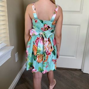 Floral girl dress with bow tie 7T